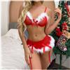 Biancheria Intima Set Slip Sgambato Reggiseno Culotte Rosso Natale Raso 073042