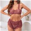 Biancheria Intima Set Slip Sgambato Reggiseno Culotte Rosa Antico Pizzo 073044