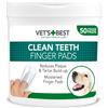 Vet's Best Salviette Dentali per Dita Cani e Gatti - 50 Monouso | Riduce la placca e rinfresca l'alito. Salviette per la pulizia dei denti dei cani