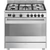 Smeg Cucina a Gas 5 Fuochi Forno Elettrico Ventilato 90x60 cm Inox BG91X2 Master