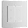 British General BG Electrical Evolve Interruttore Dimmer Doppio Touch, 2 Vie Secondario, 200W, Acciaio Spazzolato
