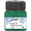 KREUL 16224 - Glass & Porcelain Clear Verde Scuro, in Barattolo da 20 ml, Vernice Trasparente a Base d'Acqua per Vetro e Porcellana, ad Asciugatura Rapida, cristallina