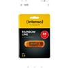 Intenso USB Stick 64GB Speicherstick Rainbow Line orange
