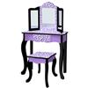 Teamson Kids Toletta in Legno Viola con Sgabello e Specchio per Bimbi TD-11670J