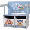 roba Panca Pieghevole Paw Patrol + 2 Scatole di Stoccaggio Reversibili - Trasformabile in Tavolo per Bambini - Adatto da 18 Mesi - Legno Grigio/Blu