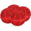 Relaxdays Sfere per Lavatrice, Set da 4 Palle per Lavaggio Senza Detersivo, Alternativa Ecologica, Palline Bucato, Rosso