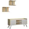 BricoShop24 Mobile Porta Tv Rovere Ante Bianche e Mensole 125x33x56 cm