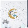 Ambiance Sticker Adesivi murali bambini - Decorazione cameretta - Adesivi murali bambini - Adesivo murale Orso sulla luna + 100 stelle - Adesivo murale ragazzo - H30x L30 cm
