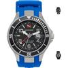 Cressi Traveller Dual Time Orologio Professionale Subacqueo 200m/20ATM, Unisex, Argento/Nero/Blu