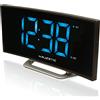 Majestic SVE 234 - Sveglia con ampio display LED 1.85" "curve" con luminosità regolabile, doppio allarme, adattatore corrente incluso, nero