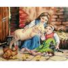 QUADRO CANOVACCIO MEZZO PUNTO PICCOLO DA RICAMARE 40 x 50 " BAMBINI E ANIMALI "