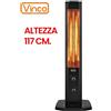 VINCO STUFA ELETTRICA ALTA A TORRE AD ALTO RENDIMENTO CALORICO 600/1200W ALTEZZA 117CM