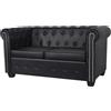 vidaXL Divano Chesterfield a 2 Posti in Finta Pelle Nero