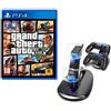 Warner Bros. Interactive Entertainment GTA 5 PS4 + BASE RICARICA DUALSHOCK PLAY STATION 4 GRAND THEFT AUTO V NUOVO DS4