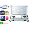 dcg Fornello Gas GPL Portatile Bruciatore Campeggio 2 Fuochi Cucina Griglia ekp2422
