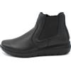 Enval Soft stivaletti linea comoda da donna in pelle nero con zeppa gomma scarpe