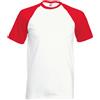 Fruit of the Loom Maglietta T-Shirt Fruit of The Loom Baseball bianche maniche rosse