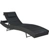 vidaXL Lettino Prendisole in Polyrattan e Textilene Nero