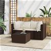 vidaXL Set Mobili da Giardino 3 pz con Cuscini in Polyrattan Marrone