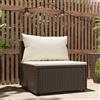 vidaXL Divano Centrale da Giardino con Cuscini in Polyrattan Marrone