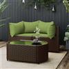vidaXL Set Mobili da Giardino 3 pz con Cuscini in Polyrattan Marrone