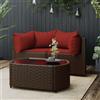 vidaXL Set Mobili da Giardino 3 pz con Cuscini in Polyrattan Marrone