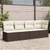 vidaXL Divano da Giardino a 4 Posti con Cuscini in Polyrattan Marrone