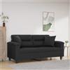 vidaXL Divano a 2 Posti con Cuscini Nero 140 cm in Similpelle
