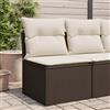 vidaXL Divano Giardino Senza Braccioli con Cuscini Polyrattan Marrone