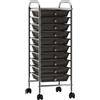 vidaXL Carrello Portaoggetti Mobile con 10 Cassetti Nero in Plastica