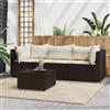 vidaXL Set Mobili da Giardino 4 pz con Cuscini in Polyrattan Marrone