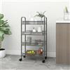 vidaXL Carrello da Cucina con 4 Ripiani Grigio 46x26x64 cm in Ferro
