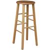 okaffarefatto Sgabello legno con seduta rotonda h 80 cm noce chiaro gamba dritte