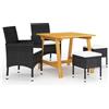 vidaXL Set Mobili da Pranzo per Giardino 5 pz Nero