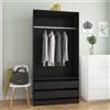 vidaXL Armadio Nero 100x50x200 cm in Legno Multistrato
