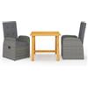 vidaXL Set Mobili da Pranzo per Giardino 3 pz Grigio