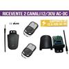 IDOR STORE KIT RICEVENTE 2 CANALI 7A 12-30V AC / DC + 2 TELECOMANDI CANCELLI SERRANDE LUCI