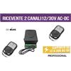 idorstore KIT RICEVENTE 2 CANALI 7A 12-30V AC / DC + 2 TELECOMANDI CANCELLI SERRANDE LUCI