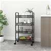 vidaXL Carrello da Cucina con 4 Ripiani Nero 46x26x64 cm in Ferro