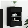 vidaXL Mobile TV a Parete con Luci LED Nero 40x30x60,5 cm