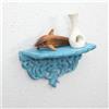 WOODENCLAVE WOODE NCLAVE Mensola Parete Art Déco In Legno Massello Dipinta Floreale Blu