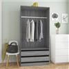 vidaXL Armadio Grigio Sonoma 100x50x200 cm in Legno Multistrato