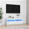 vidaXL Mobile Porta TV con Luci LED Bianco Lucido 100x35x40 cm