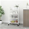 vidaXL Carrello da Cucina con 4 Ripiani Bianco 46x26x64 cm in Ferro