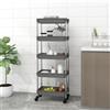 vidaXL Carrello da Cucina 5 Ripiani Grigio 42x29x128 cm Ferro e ABS