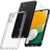 COVER CUSTODIA + PELLICOLA VETRO PER SAMSUNG GALAXY A13 5G TRASPARENTE SILICONE