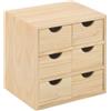 BricoShop24 Cassettiera in Legno Mini 6 Cassetti 28X20X28 cm Multiuso