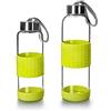 IBILI Borraccia in vetro sky 360 ml verde, in borosilicato, riutilizzabile, protezione antiurto
