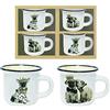 Enesco Decorazione Bistrot Lotto 12 Cofanetti 4 Tazze Cani, H 5 Ø 6 cm