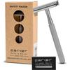 Parker Safety Razor Parker, rasoio di sicurezza a pettine chiuso in 3 pezzi modello 78R con 5 lame Parker Platinum incluse (cromo satinato)